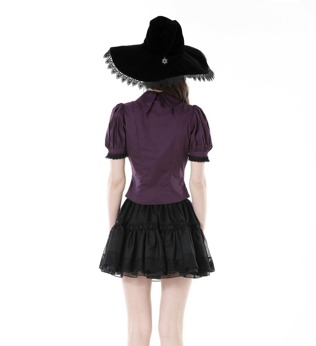 Purple Moon Witch Ruffle Blouse