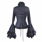 Flared Ruffle Sleeve Rose Cravat Blouse