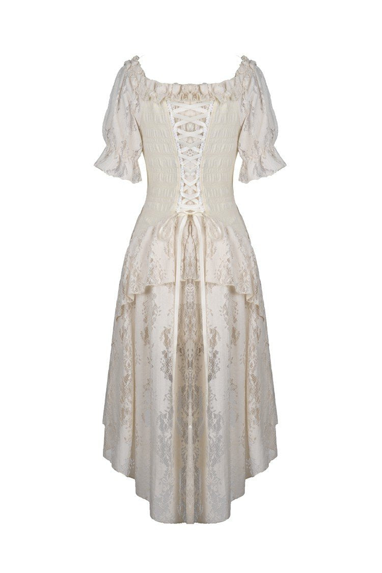 Steampunk Cream Cocktail Lace Dress