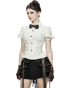 Off White Vintage Lace Up Blouse