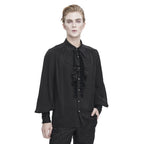 Black Pinstripe Ruffle Shirt
