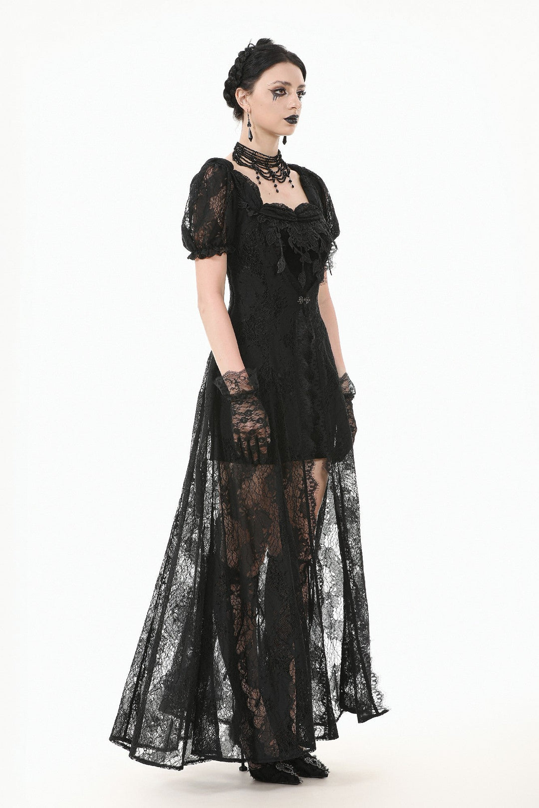 Velvet Lace Skirt Mini Dress