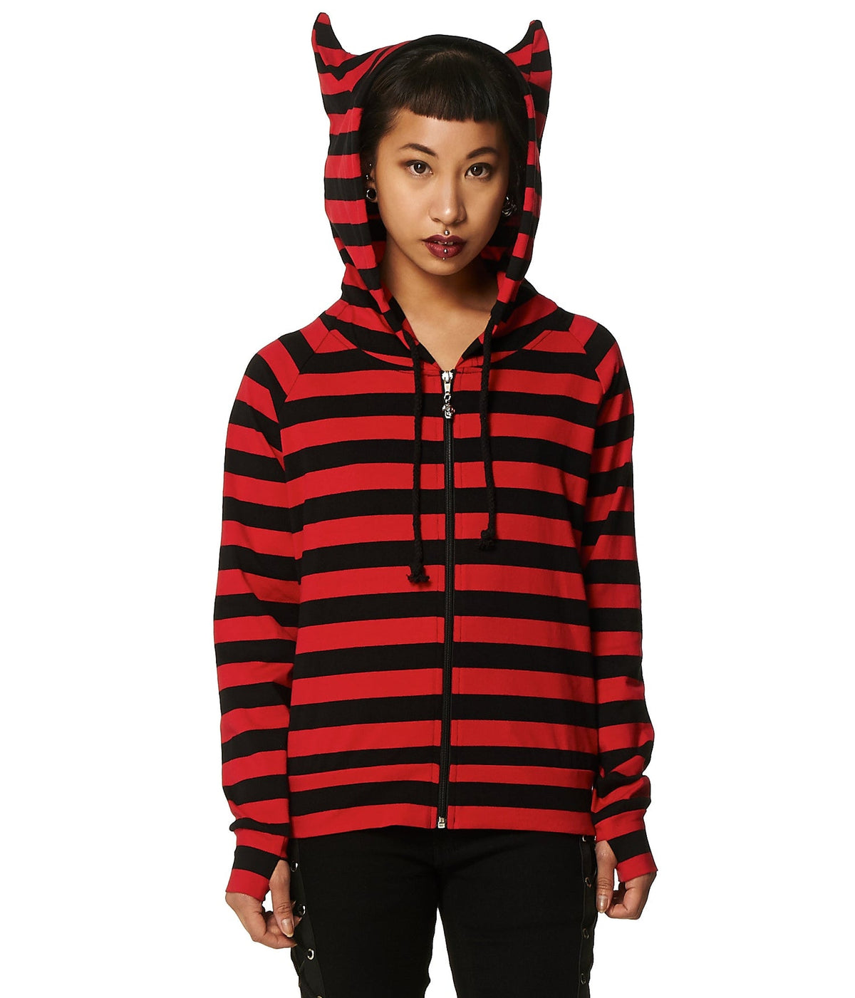 Red Stripe Cat Ear Jacket