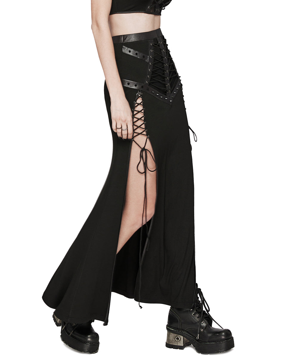 Side Split Lace Up Skirt