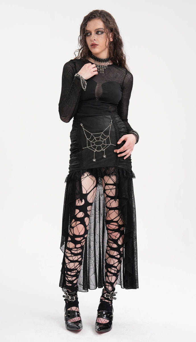 Hi-Lo Cobweb Chain Trail Skirt