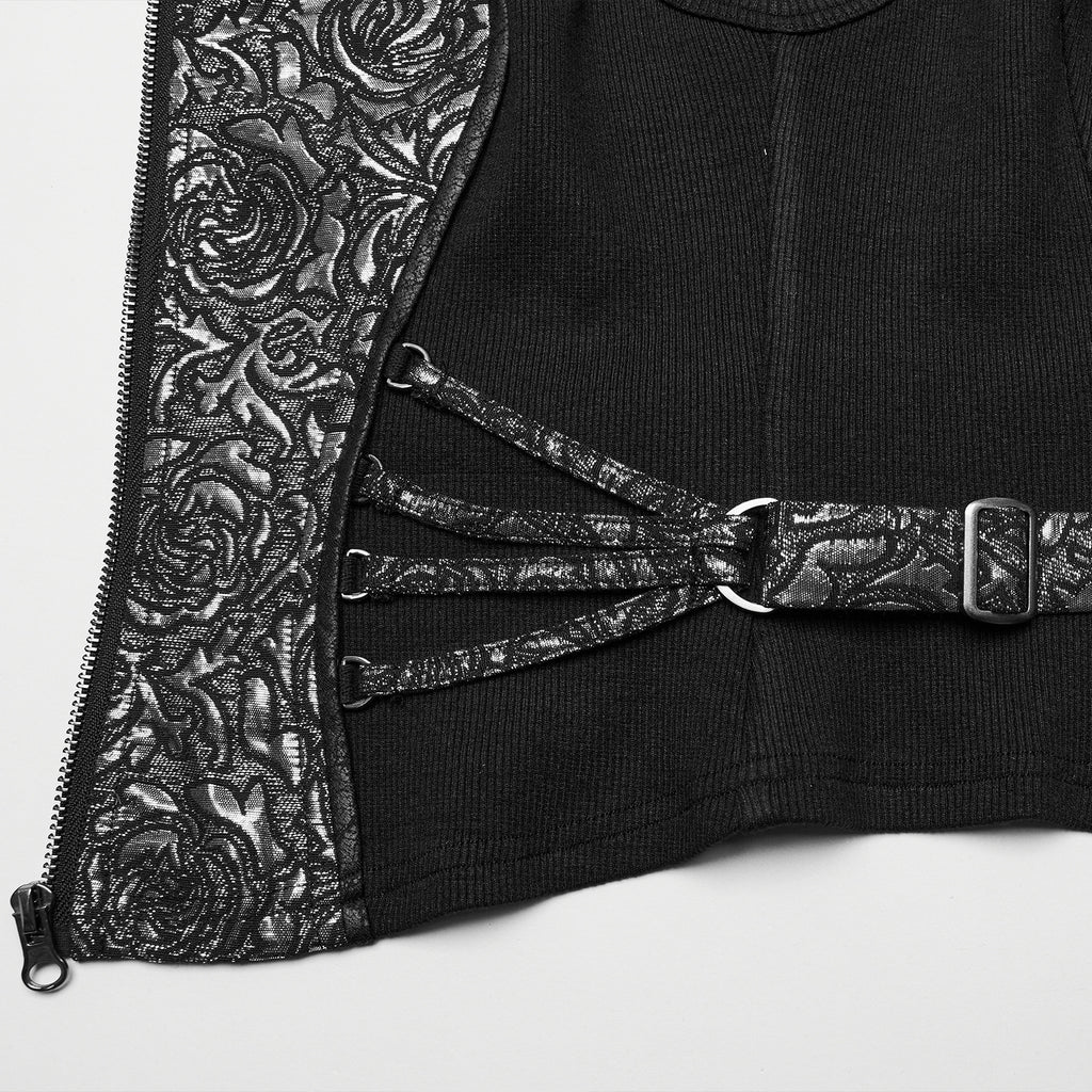 Silver Poison Ivy Corset Buckle Top
