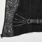Silver Poison Ivy Corset Buckle Top