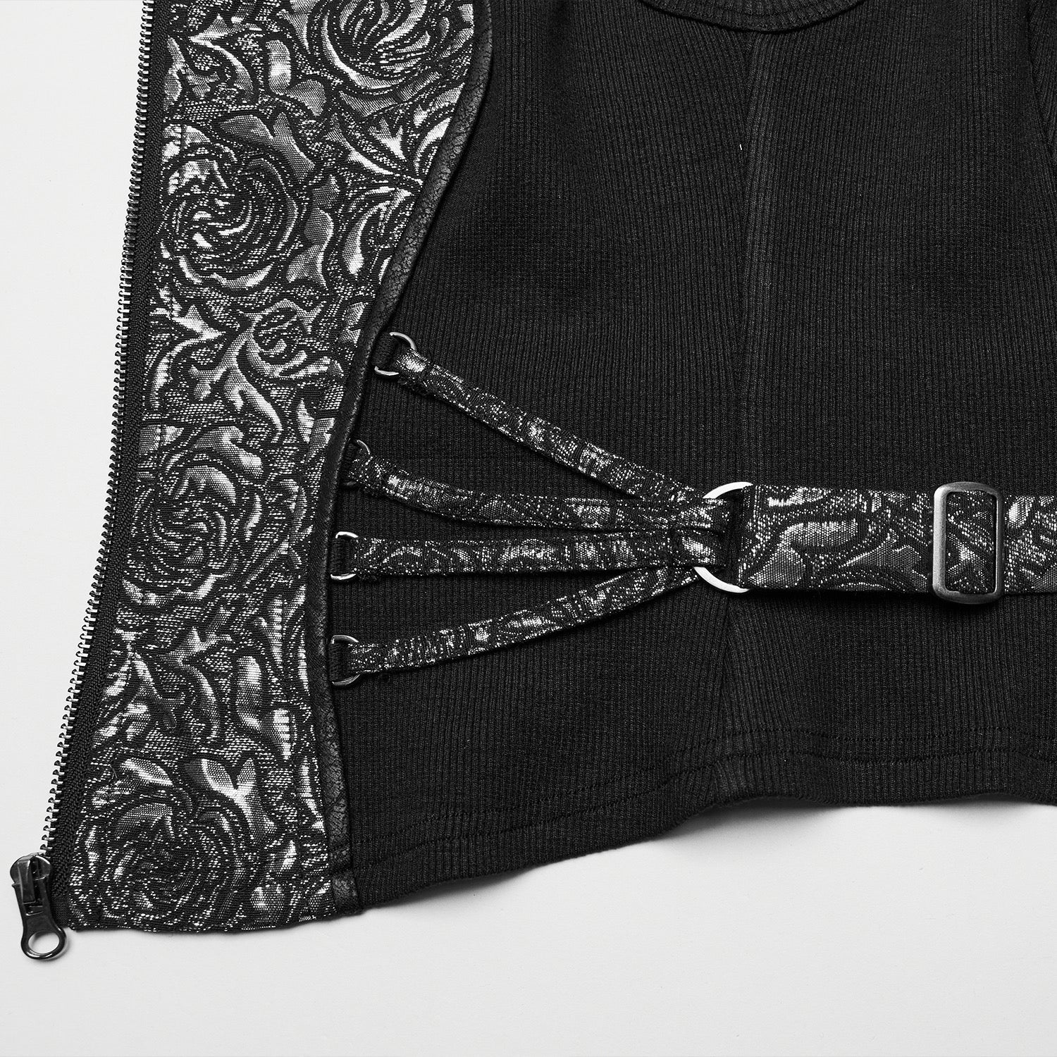 Silver Poison Ivy Corset Buckle Top