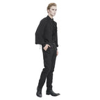 Black Pinstripe Ruffle Shirt