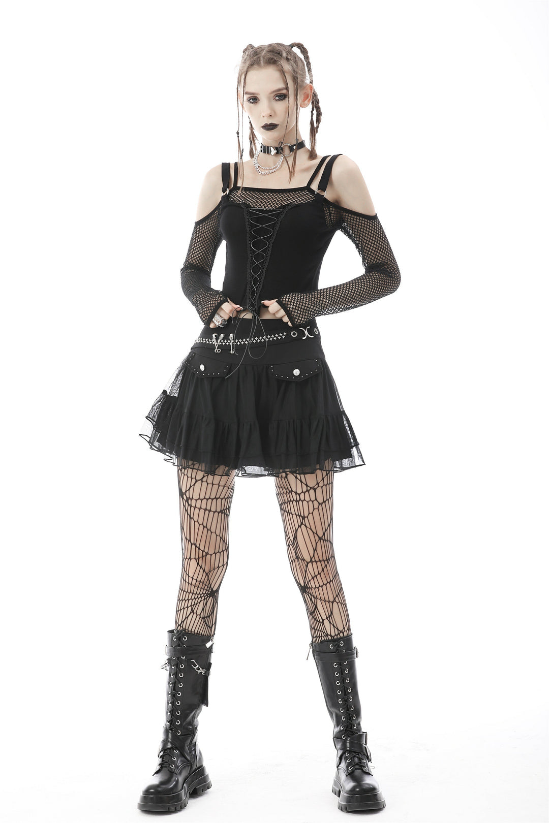 Studded Flap Mini Skirt