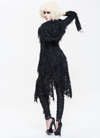 Shredded Long Hooded Cardigan