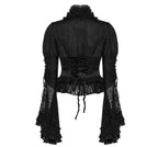 Flared Sleeve Lace High Neck Corset Style Blouse