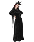 Velvet Maxi Dress with Mesh Trail Sleeves
