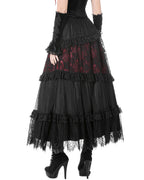 Elegant Red Ruffle Strip Skirt