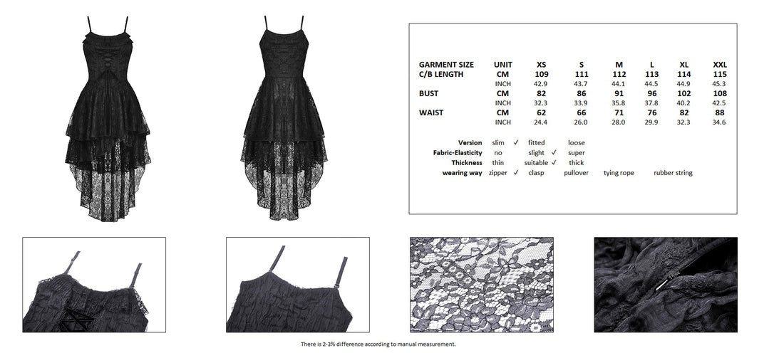 Lace Frilly Hi-Lo Strap Dress