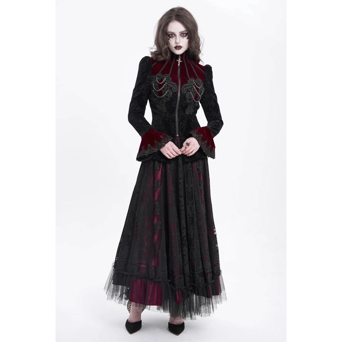 Black & Wine Chained Velvet Jacket