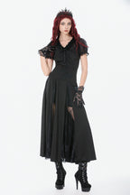 Panel Split Floral Net Maxi Skirt