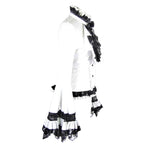 Flared Ruffle Sleeve Rose Cravat White Blouse