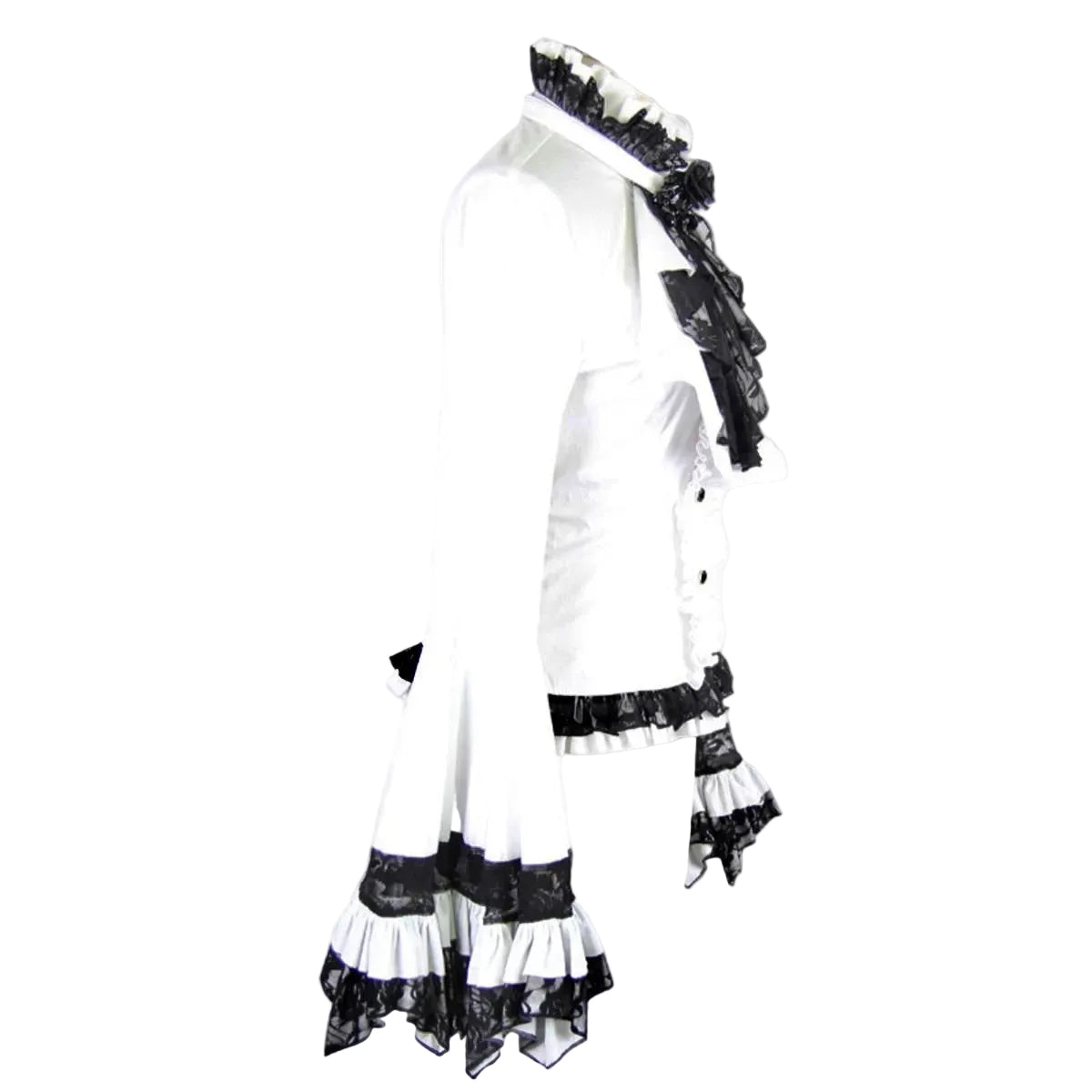 Flared Ruffle Sleeve Rose Cravat White Blouse