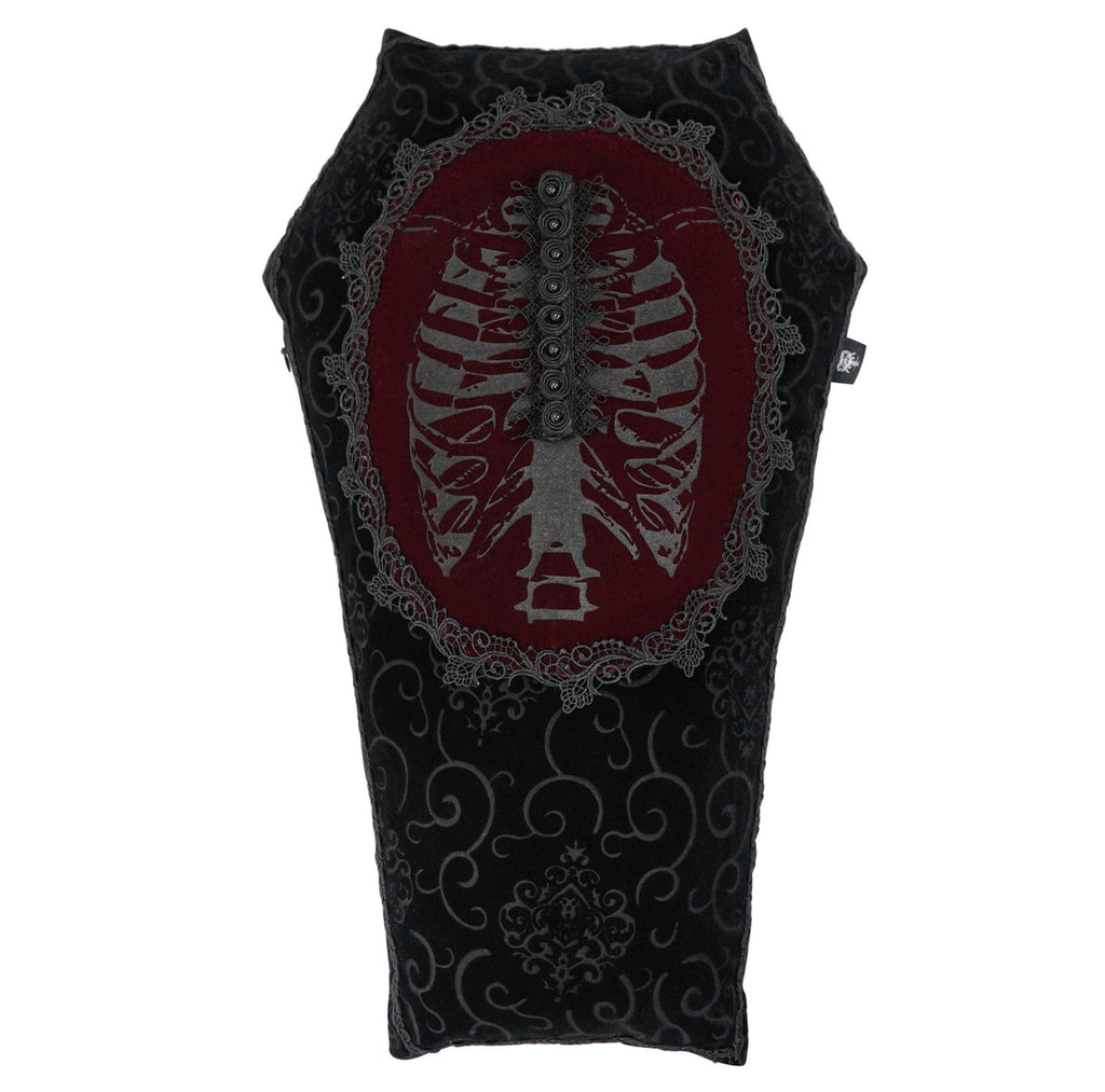 Ribcage Coffin Shape Velvet Cushion