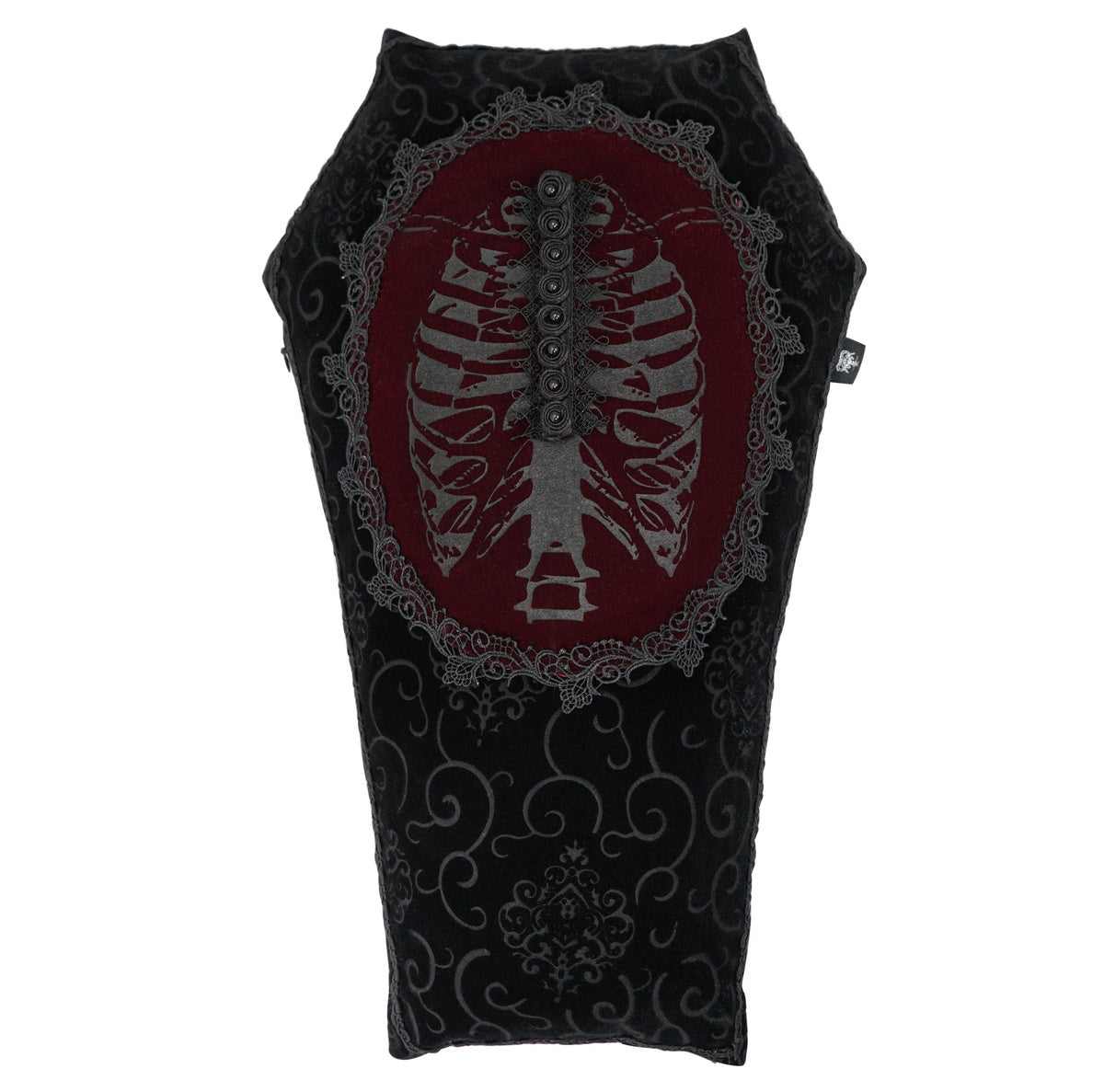Ribcage Coffin Shape Velvet Cushion