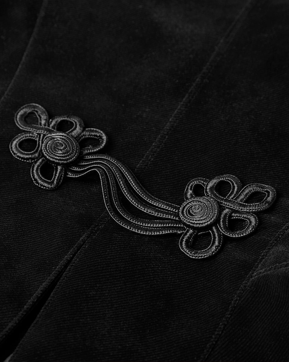 Black & Red Crafted Gothic Velvet Jacket