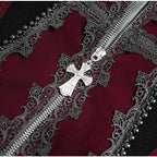 Big Buckle Zip Long Velvet Burgundy Jacket