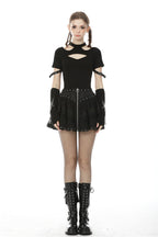 Criss Cross Heart Zip Ruffle Mini Skirt