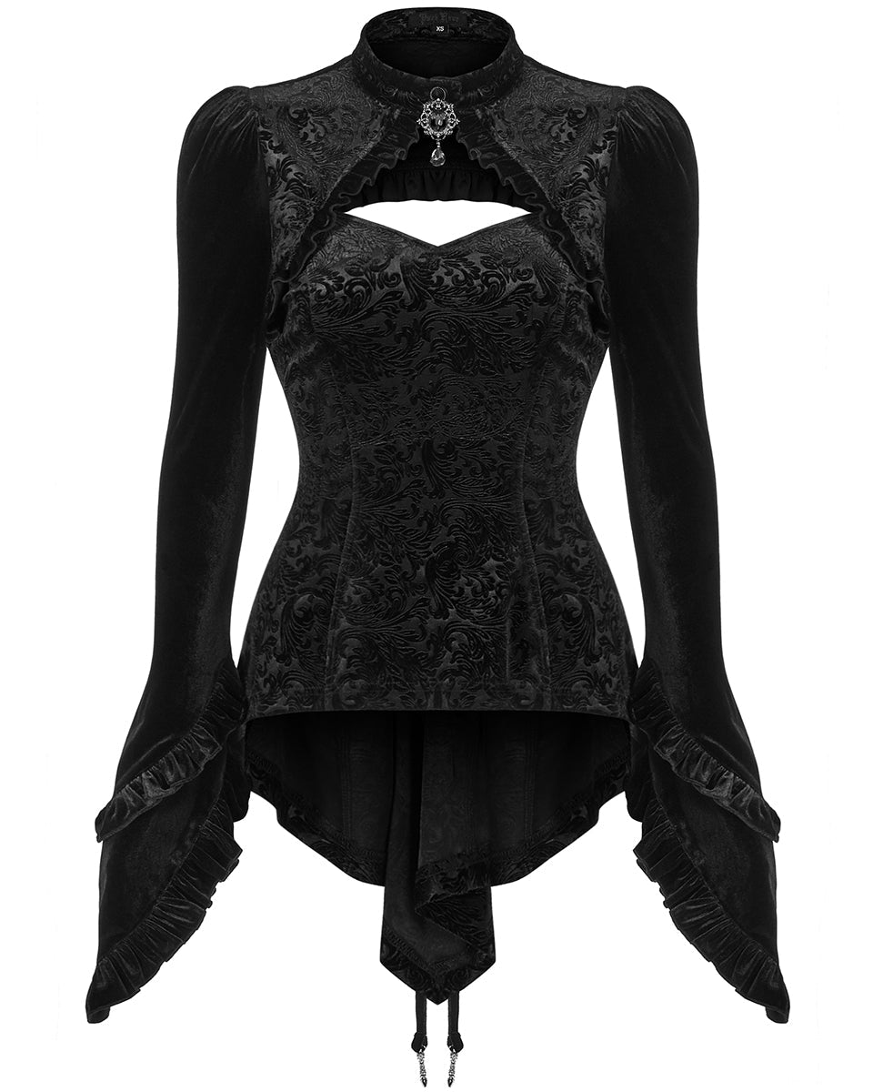 Velvet Cutout Jewel Blouse