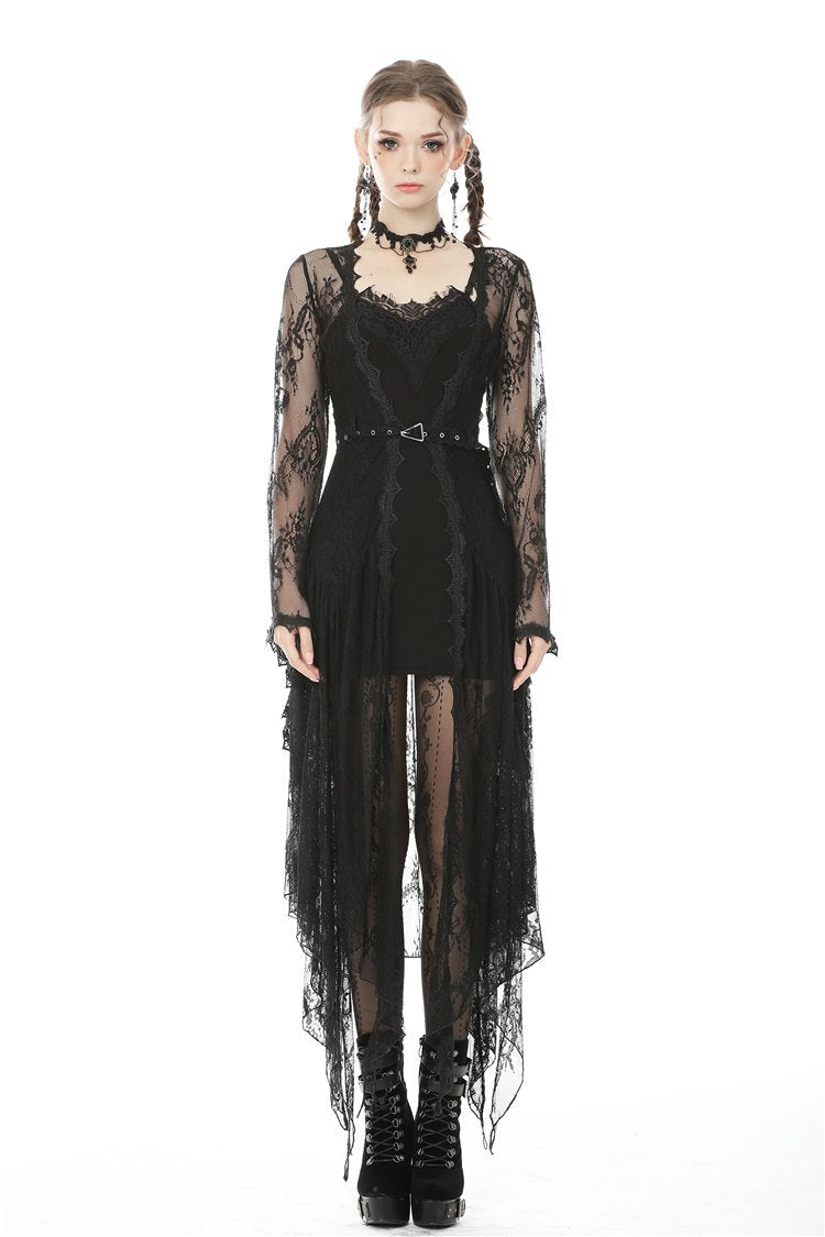 Delicate Laced Maxi Jacket With Belt