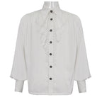 White Pinstripe Ruffle Shirt
