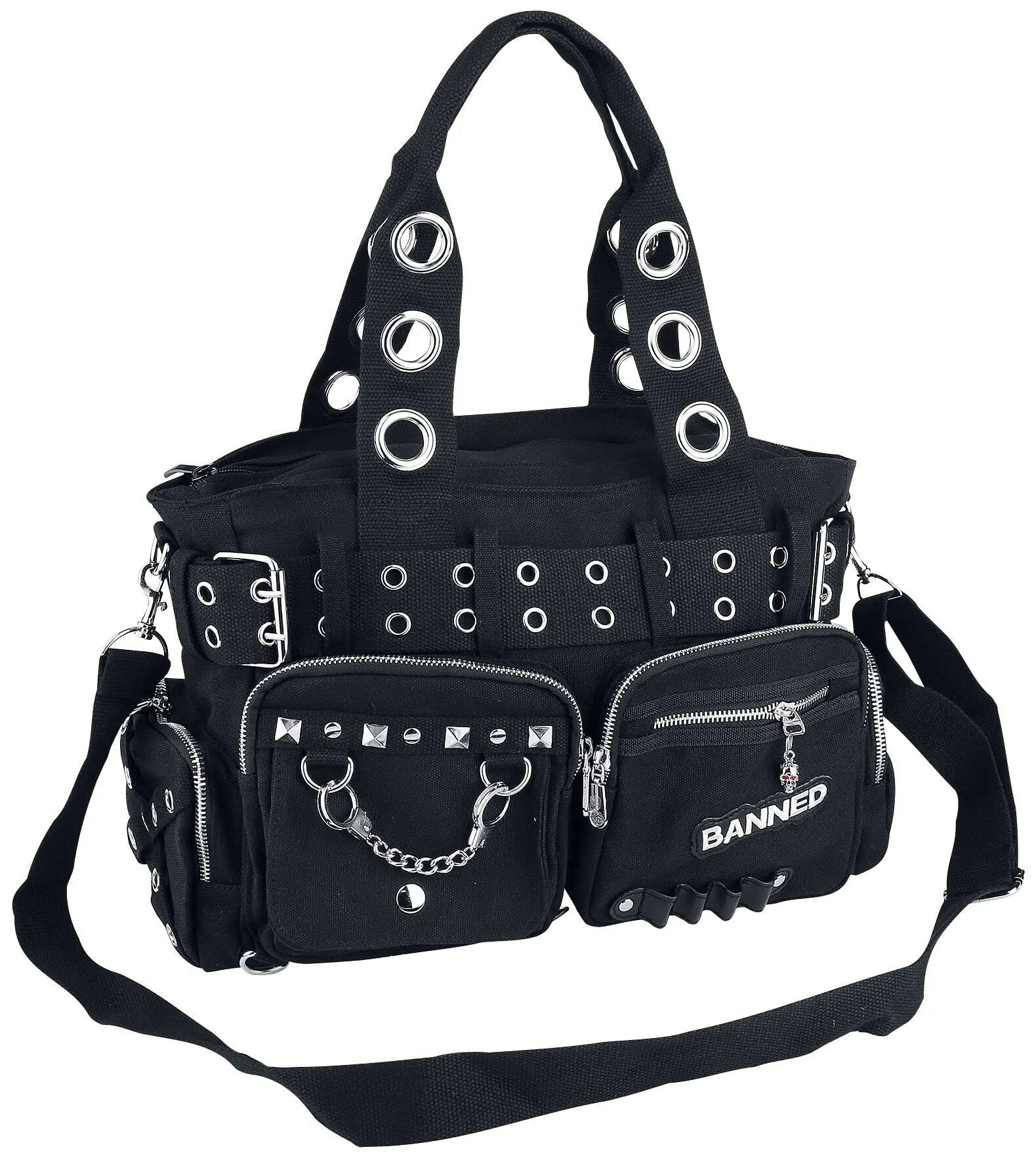 Black Handcuff Eyelet Handbag