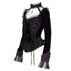 Gothic Cut Out Lace Hem Blouse