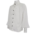 White Pinstripe Ruffle Shirt