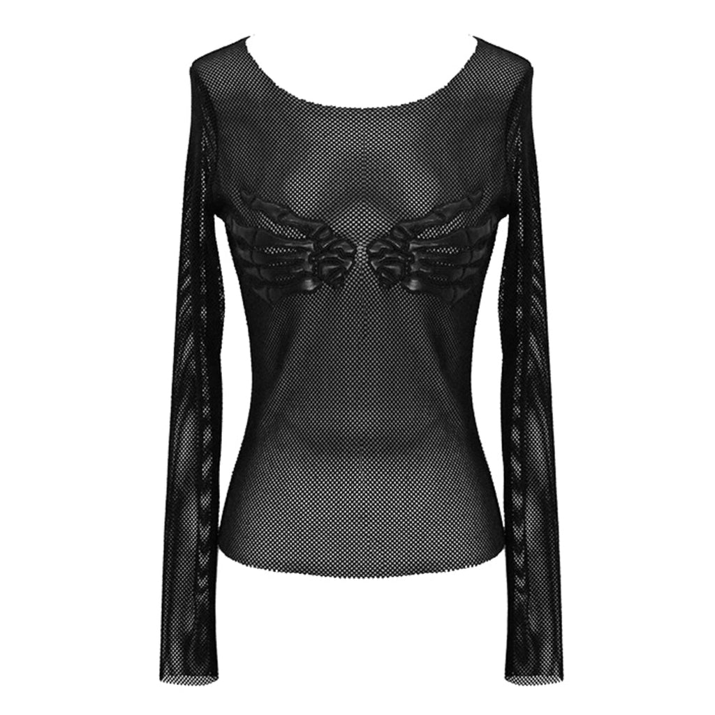 Skeleton Hands Chest Mesh Top