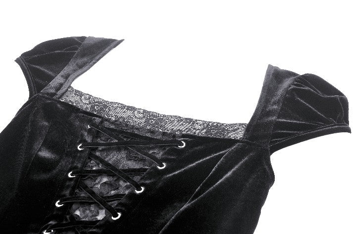 Velvet Lace Train Party Dress
