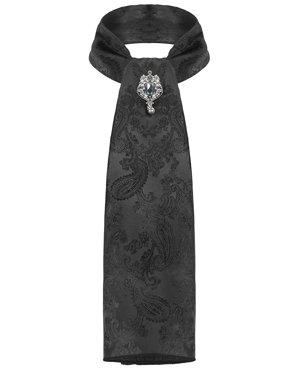 Black Scarf Tie With Jewel Buckle