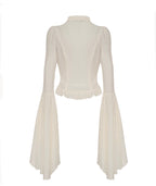 Cream Flared Sleeve Key Heart Charm Blouse