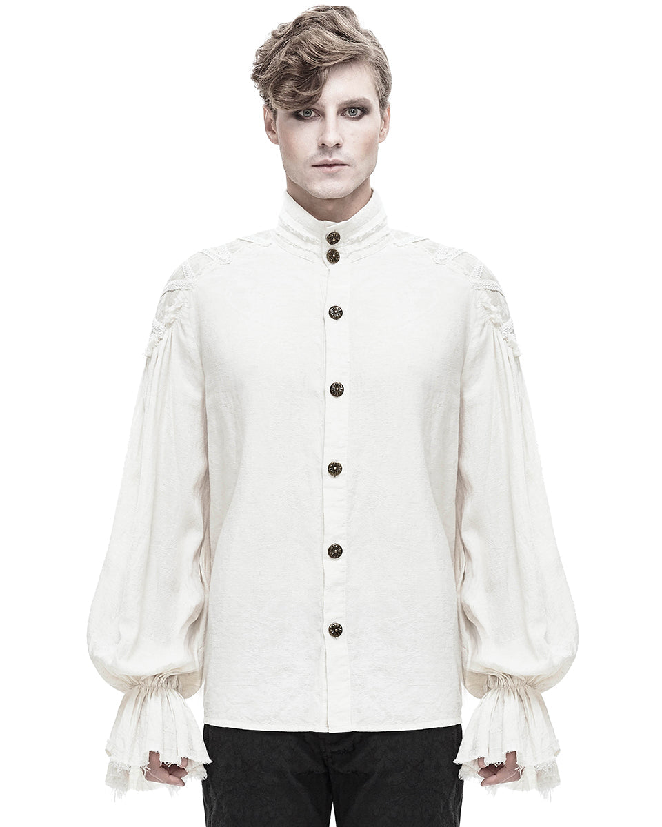 Steampunk High Neck Button Down Shirt