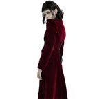 Mid Length Elegant Red Velvet Gothic Coat