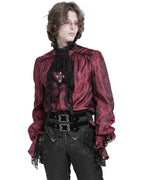 Red Crucifix Jacquard Detachable Cravat Shirt