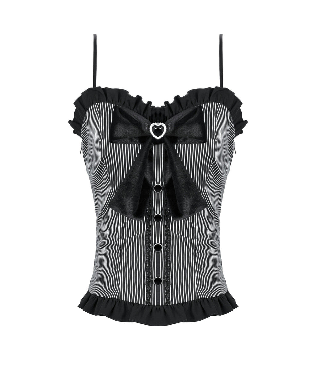 Pinstripe Satin Bow Doll Top