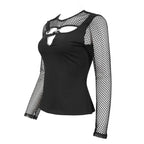 Trio Cutout Fishnet Sleeve Top