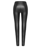 Black Gothic Lace PU Leather Leggings