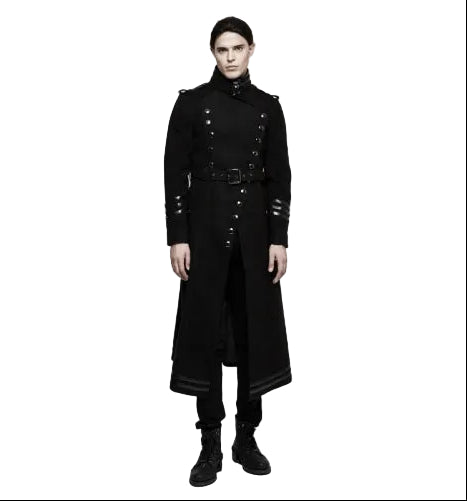 Men’s Military Uniform Belt Long Coat