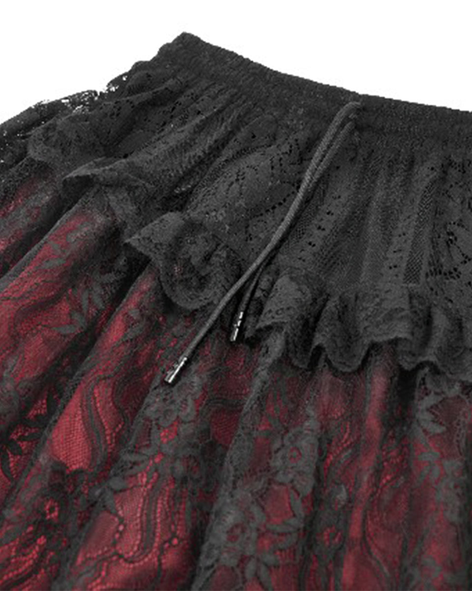 Elegant Red Ruffle Strip Skirt