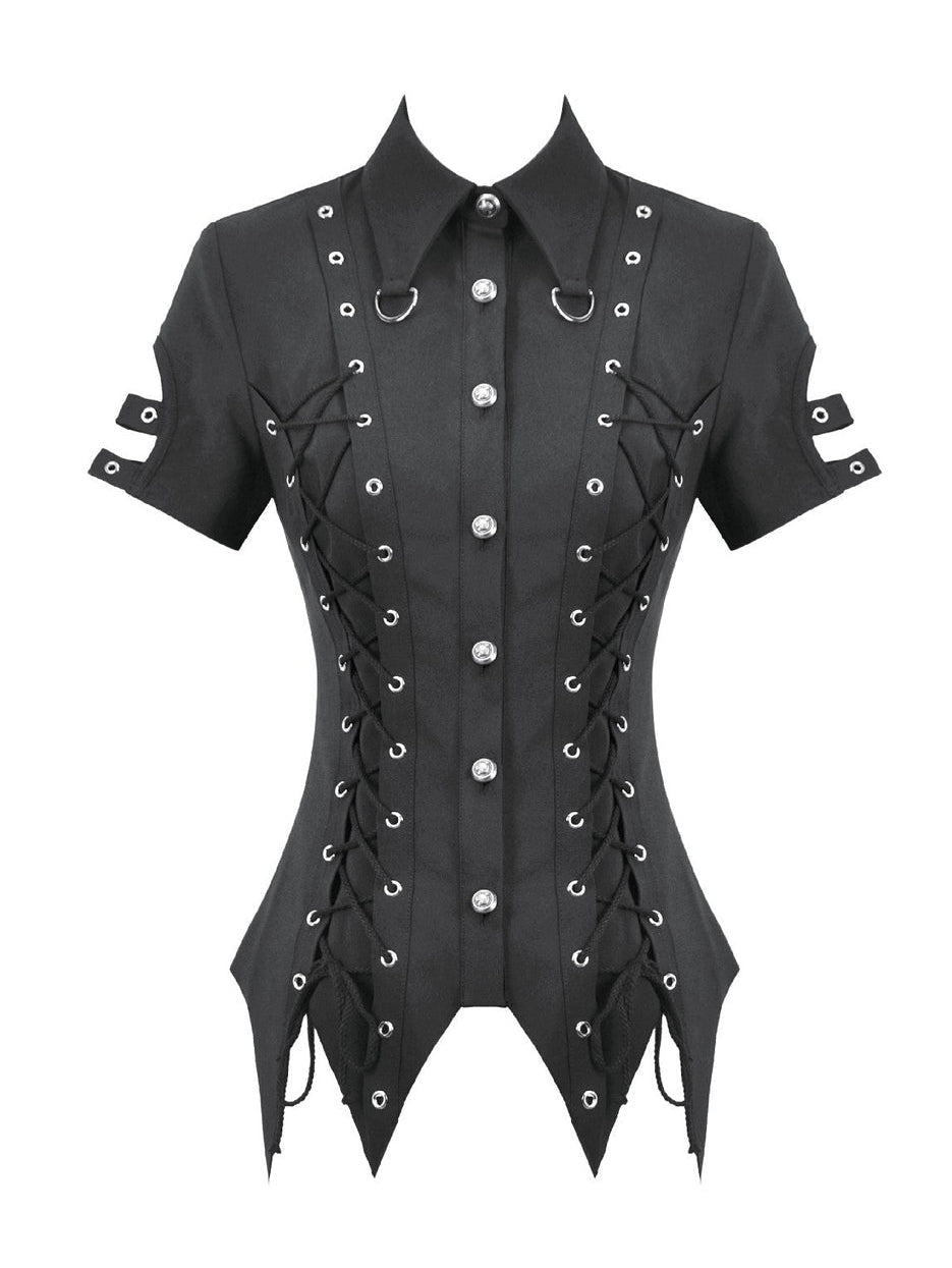 Ruptured Punk Eyelet Lace Up Shirt
