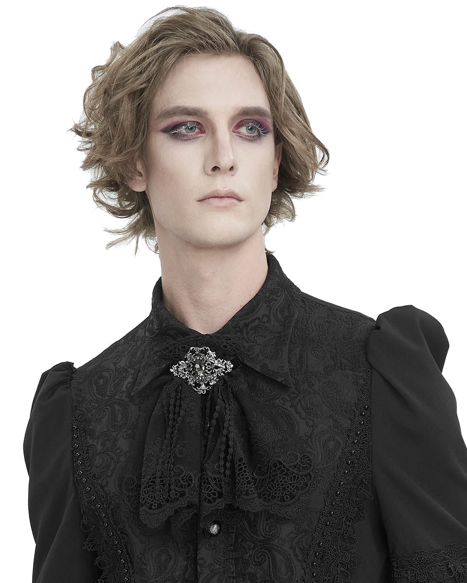 Lace Cravat With Jewel Broach