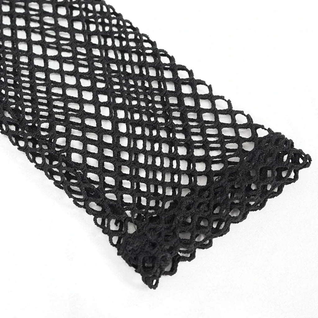 Trio Cutout Fishnet Sleeve Top