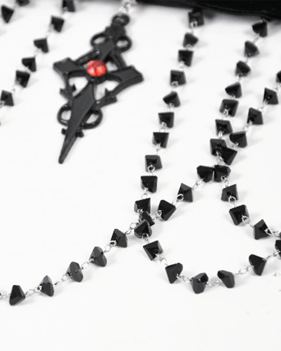Beaded Crucifix Choker Necklace
